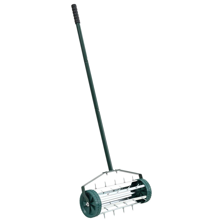 Lawn Roller Pull met Aerator Klemmen Groen 127,5 x 44 cm Staal