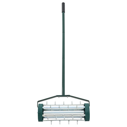 Lawn Roller Pull met Aerator Klemmen Groen 127,5 x 44 cm Staal