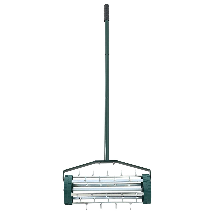 Lawn Roller Pull met Aerator Klemmen Groen 127,5 x 44 cm Staal