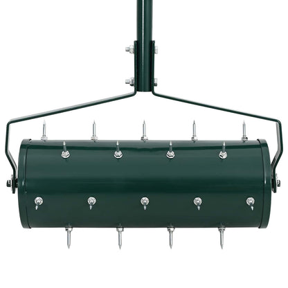 Lawn Roller Pull met Aerator Klemmen Groen 128 x 38 cm Staal