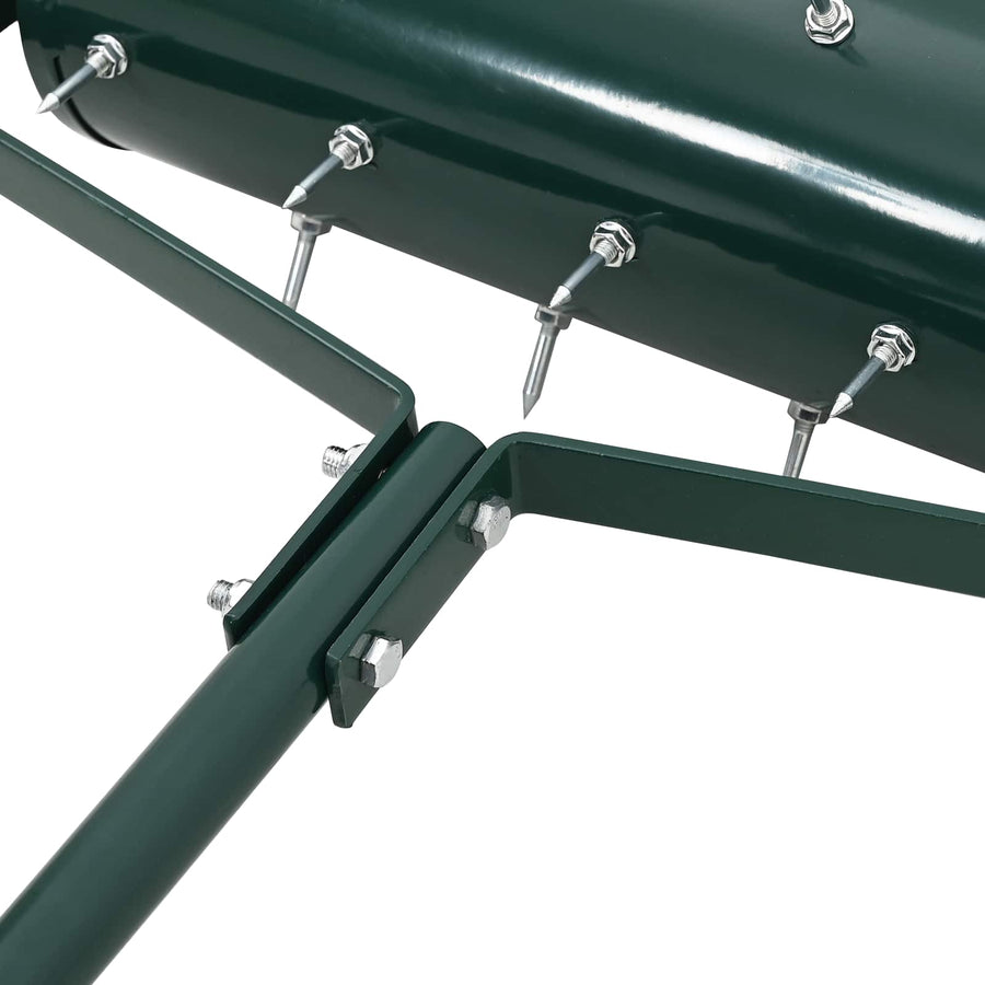 Lawn Roller Pull met Aerator Klemmen Groen 128 x 38 cm Staal