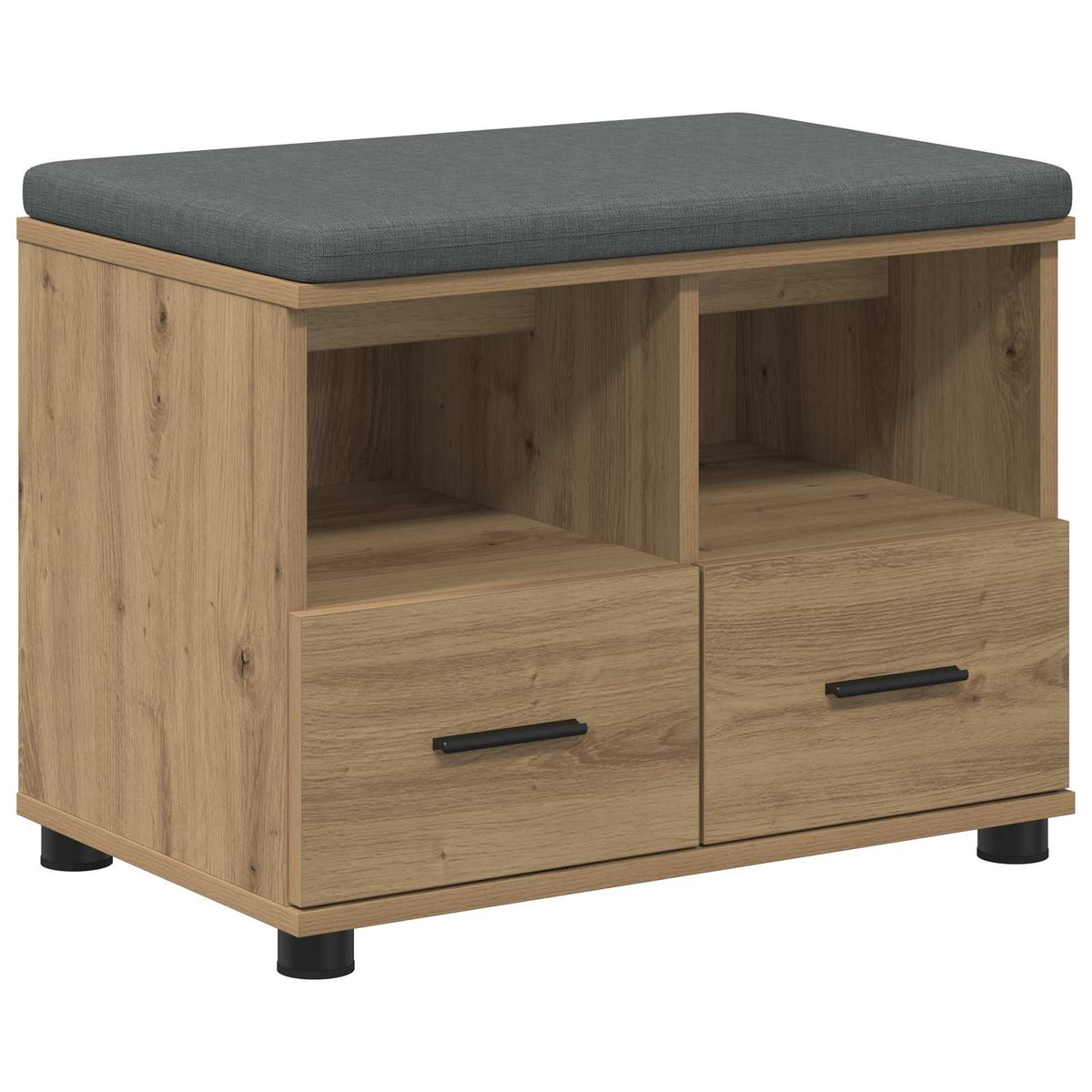 Schoenbank met kussen Artisanaal eiken 60 x 38 x 46 cm