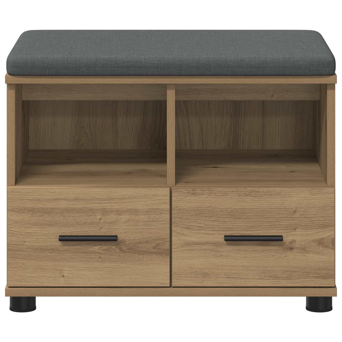 Schoenbank met kussen Artisanaal eiken 60 x 38 x 46 cm