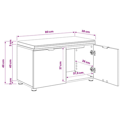 Schoenbank met kussen Artisanaal eiken 80 x 38 x 46 cm