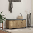 Schoenbank met kussen 100x38x46 cm bewerkt hout