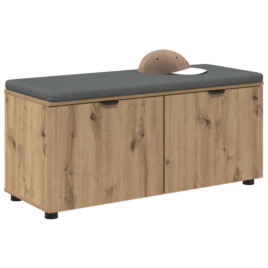 Schoenbank met kussen Artisanaal eiken 100 x 38 x 46 cm