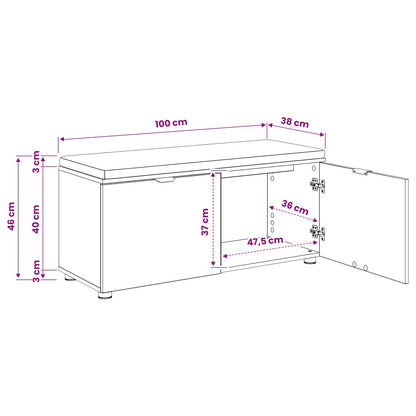 Schoenbank met kussen Artisanaal eiken 100 x 38 x 46 cm