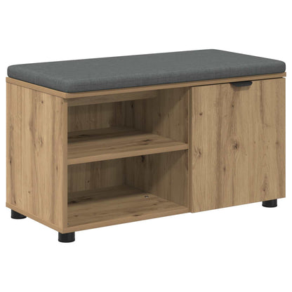 Schoenbank met kussen Artisanaal eiken 80 x 38 x 46 cm