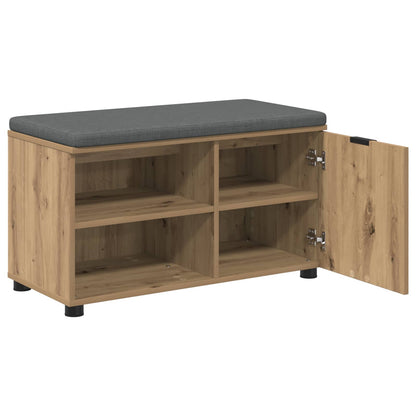 Schoenbank met kussen Artisanaal eiken 80 x 38 x 46 cm