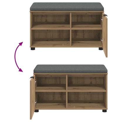 Schoenbank met kussen Artisanaal eiken 80 x 38 x 46 cm
