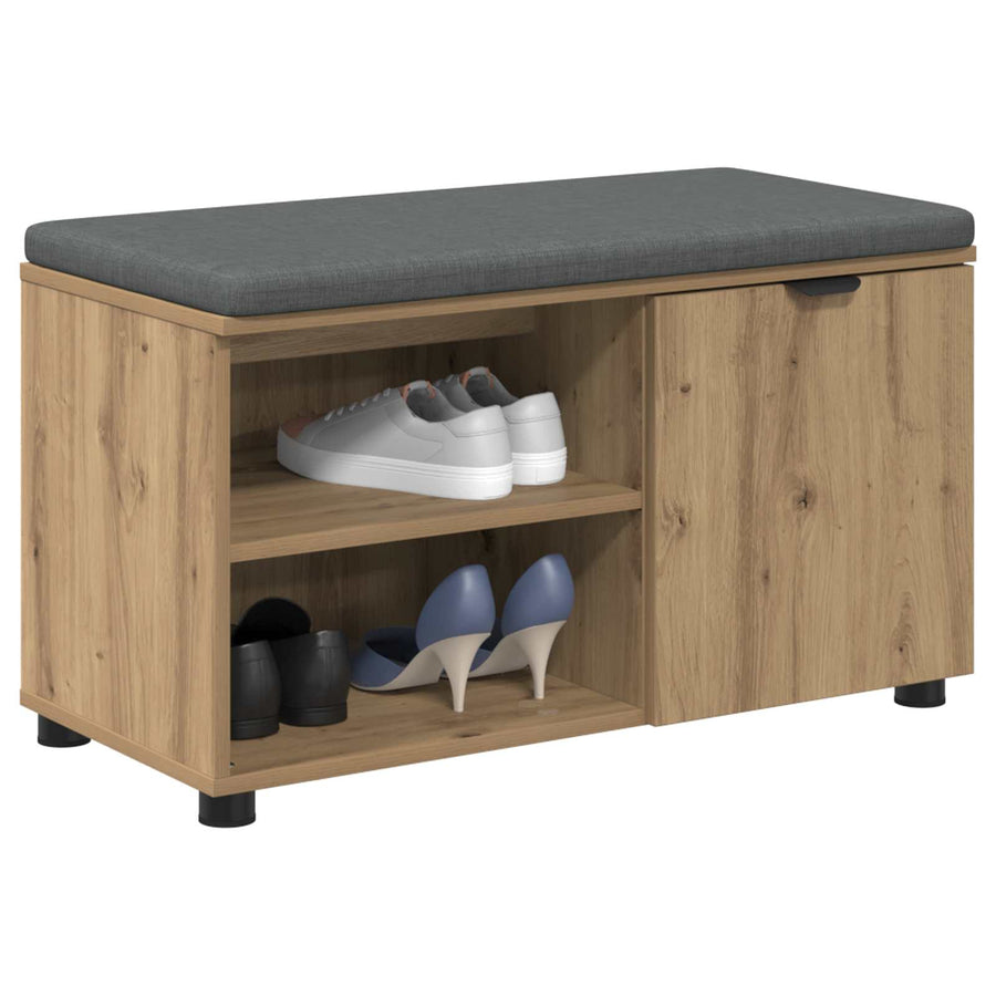 Schoenbank met kussen Artisanaal eiken 80 x 38 x 46 cm