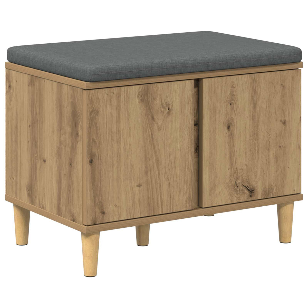 Schoenbank met kussen Artisanaal eiken 60 x 38 x 46 cm