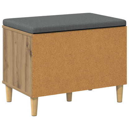 Schoenbank met kussen Artisanaal eiken 60 x 38 x 46 cm