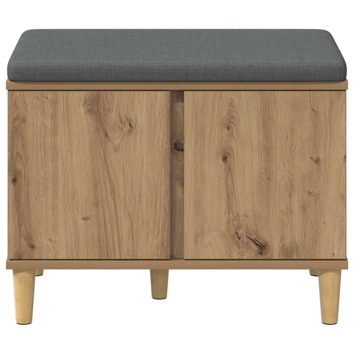 Schoenbank met kussen Artisanaal eiken 60 x 38 x 46 cm