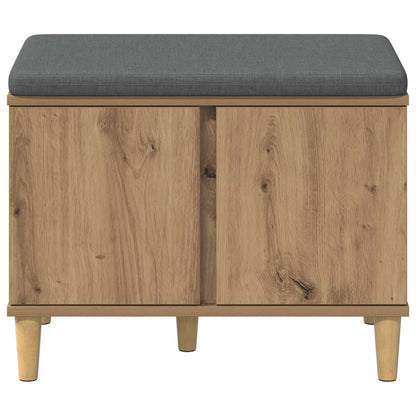 Schoenbank met kussen Artisanaal eiken 60 x 38 x 46 cm
