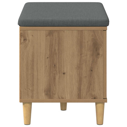 Schoenbank met kussen Artisanaal eiken 60 x 38 x 46 cm