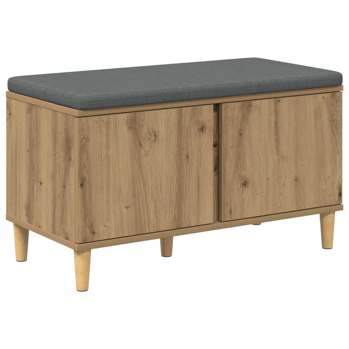 Schoenbank met kussen Artisanaal eiken 80 x 38 x 46 cm