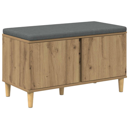 Schoenbank met kussen Artisanaal eiken 80 x 38 x 46 cm