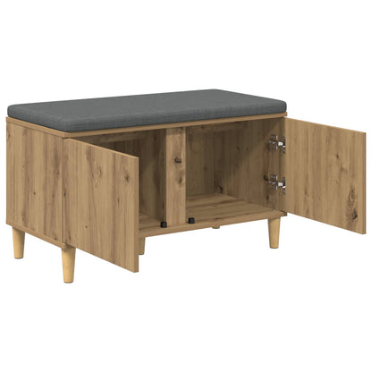 Schoenbank met kussen Artisanaal eiken 80 x 38 x 46 cm