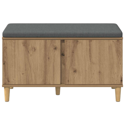 Schoenbank met kussen Artisanaal eiken 80 x 38 x 46 cm