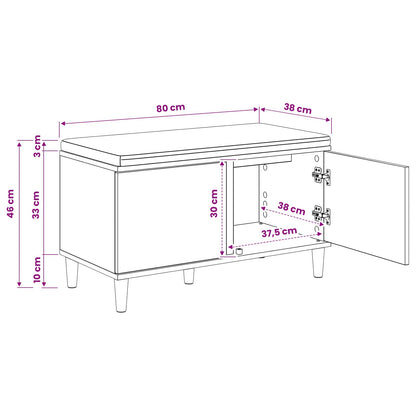 Schoenbank met kussen Artisanaal eiken 80 x 38 x 46 cm
