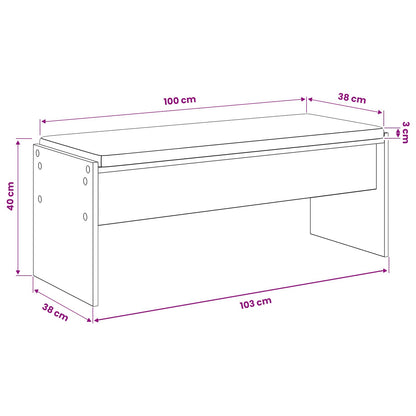 Schoenbank met kussen Artisanaal eiken 103 x 38 x 40 cm