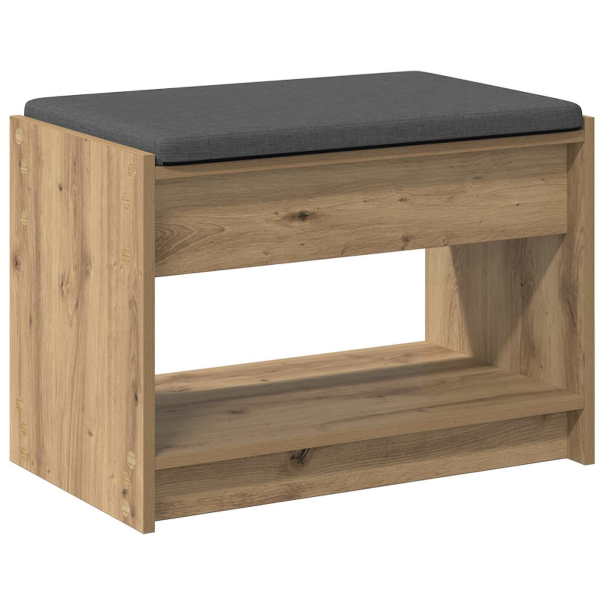 Schoenbank met kussen Artisanaal eiken 63 x 38 x 45 cm