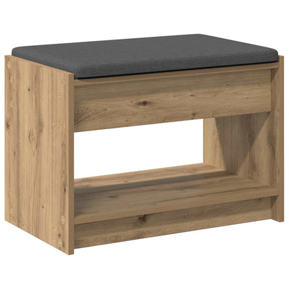 Schoenbank met kussen Artisanaal eiken 63 x 38 x 45 cm