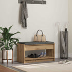 Schoenenbank 83x38x45 cm bewerkt hout eiken kussen