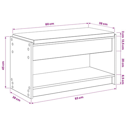 Schoenbank met kussen Artisanaal eiken 83 x 38 x 45 cm