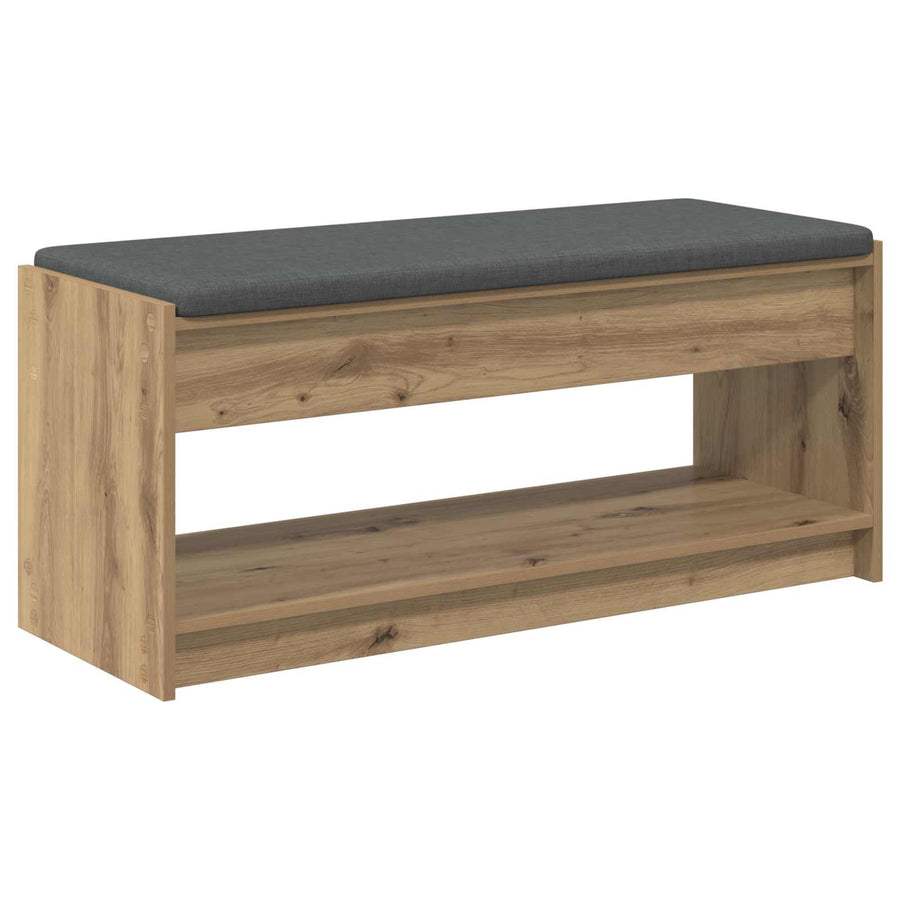 Schoenbank met kussen Artisanaal eiken 103 x 38 x 45 cm