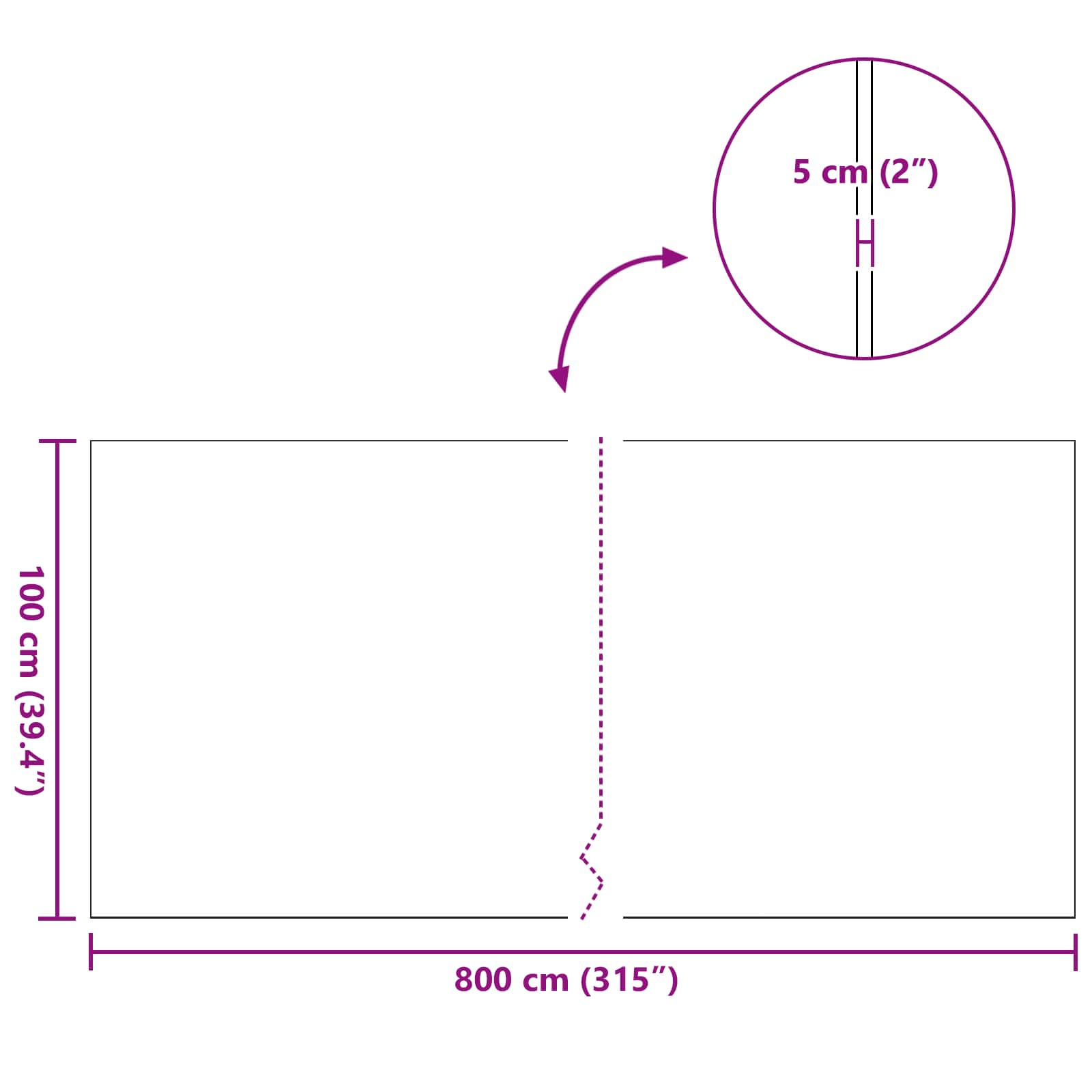 Kunstgras Groen 1 x 8 m / 50 mm PP & PE