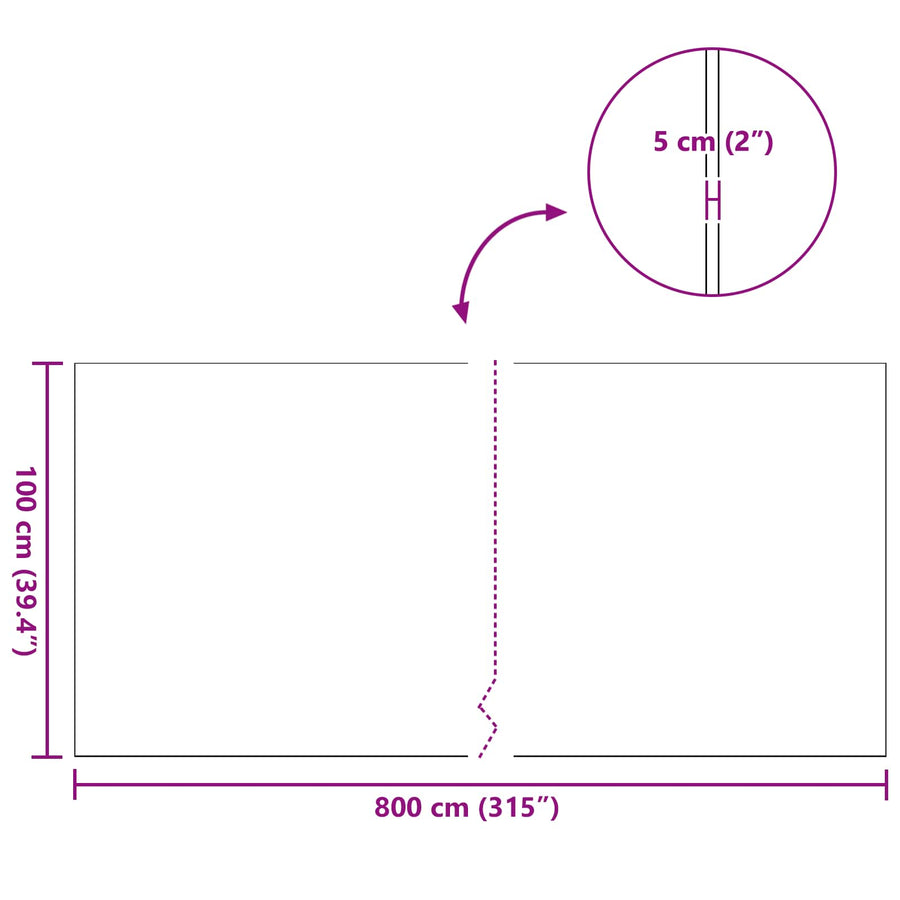 Kunstgras Groen 1 x 8 m / 50 mm PP & PE