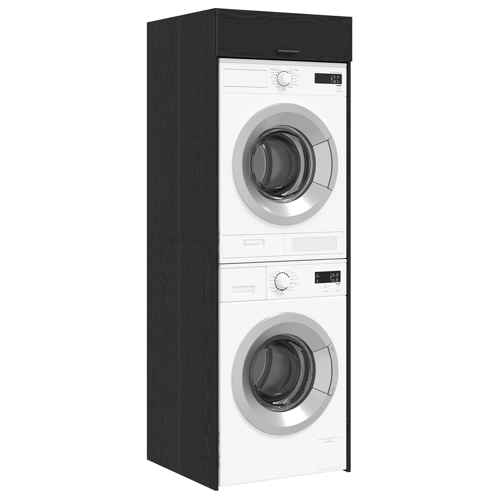 Wasmachinekast Zwart Eiken 67,5 x 68 x 200 cm Bewerkt hout