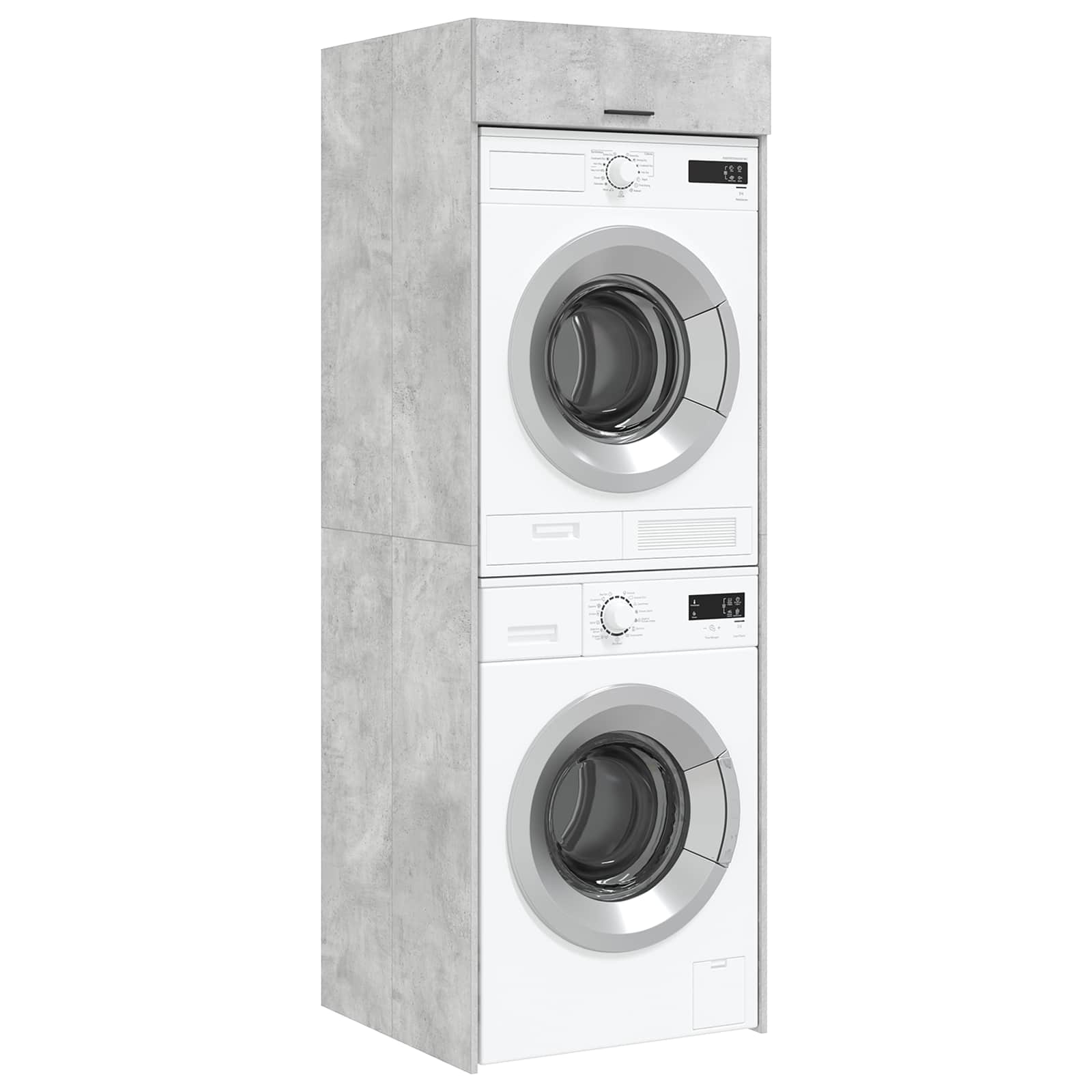 Wasmachinekast met opslag Beton 67,5 x 68 x 200 cm Bewerkt hout