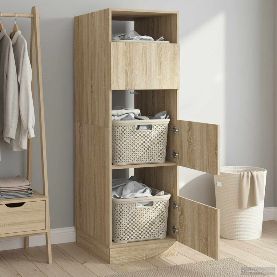 Wasmeubel met opslag Sonoma 50 x 68 x 162 cm Bewerkt hout