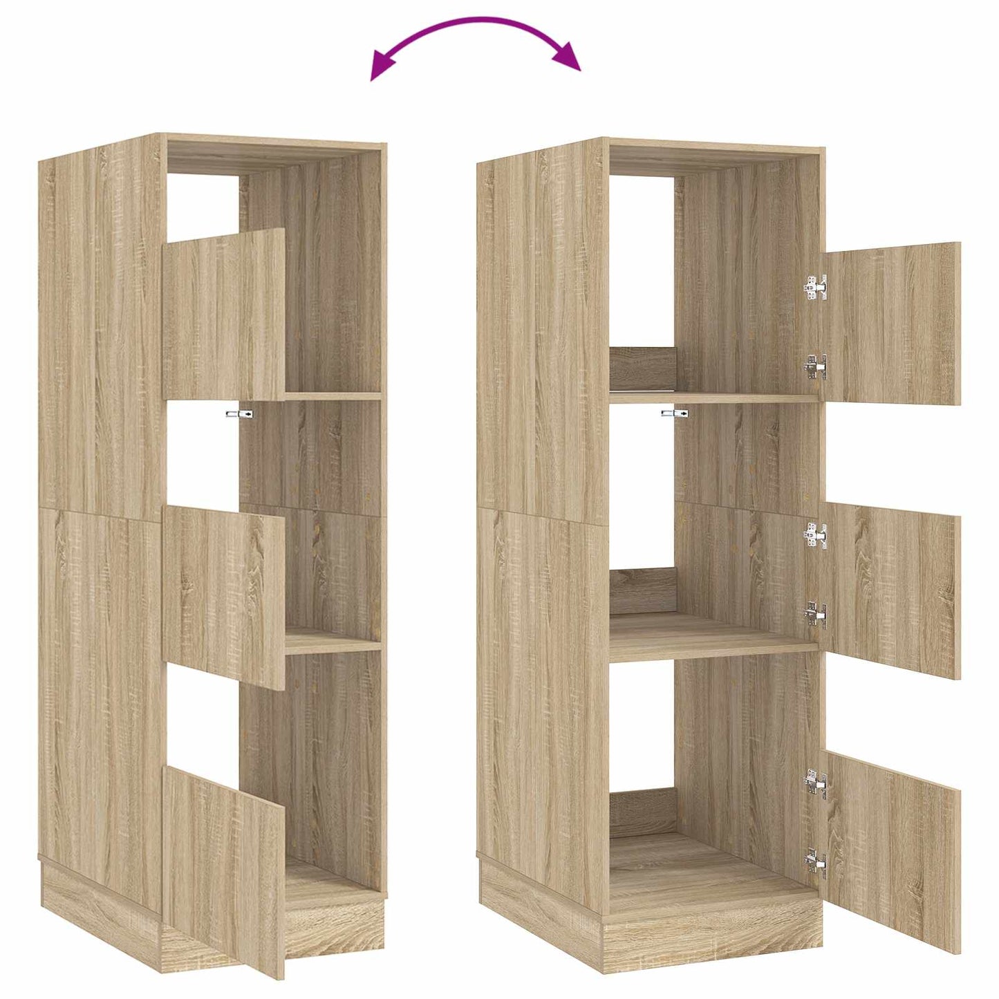 Wasmeubel met opslag Sonoma 50 x 68 x 162 cm Bewerkt hout