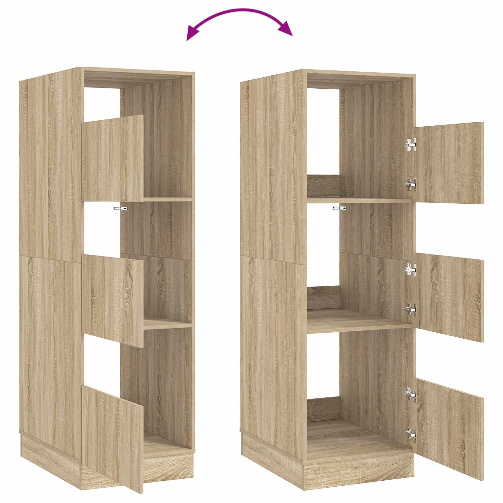 Wasmeubel met opslag Sonoma 50 x 68 x 162 cm Bewerkt hout