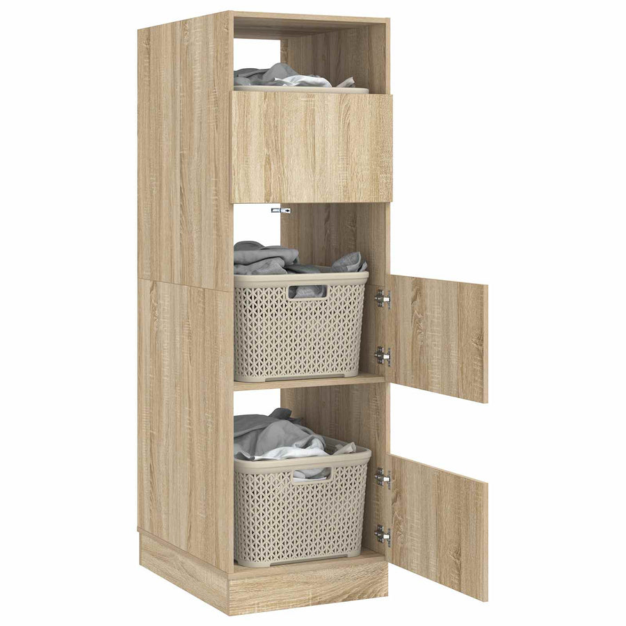 Wasmeubel met opslag Sonoma 50 x 68 x 162 cm Bewerkt hout