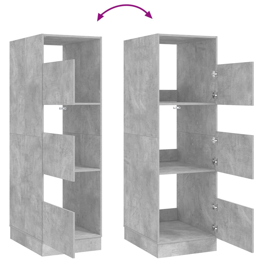 Wasmeubel met opslag Betonkleurig 50 x 68 x 162 cm Bewerkt hout
