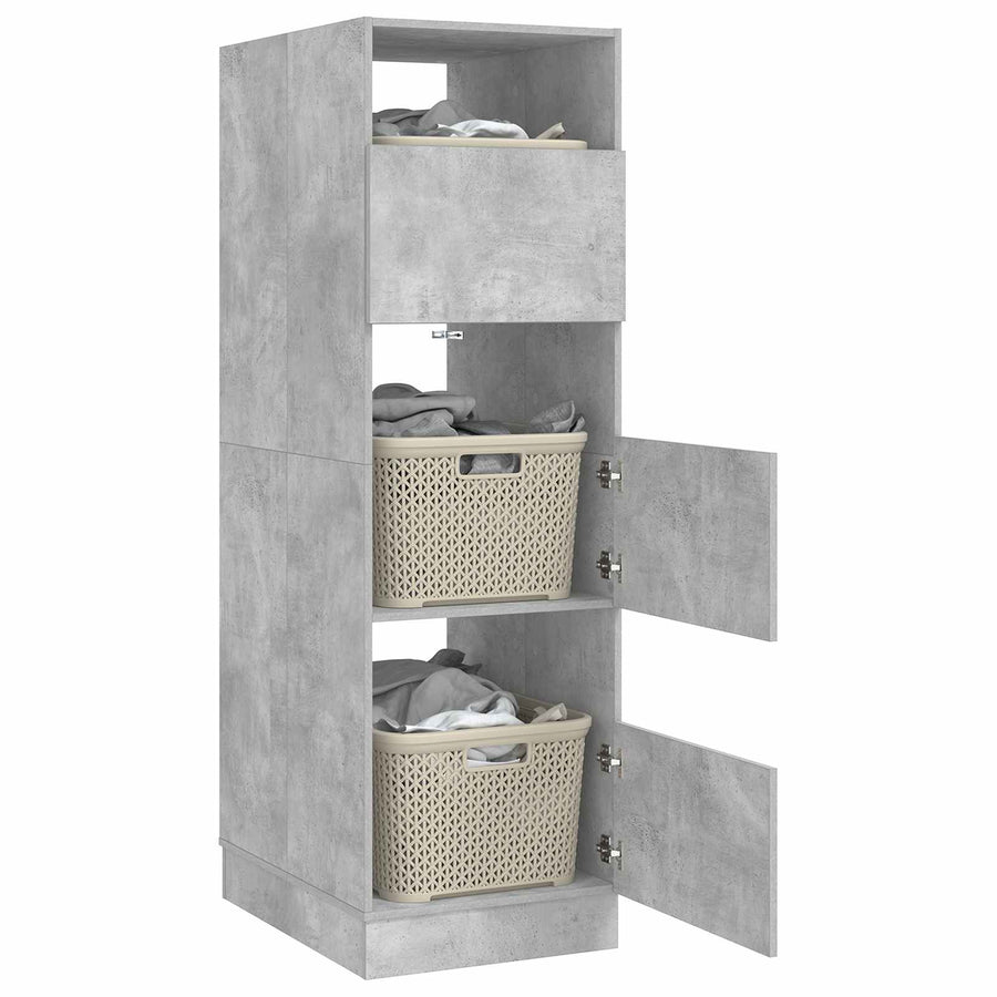 Wasmeubel met opslag Betonkleurig 50 x 68 x 162 cm Bewerkt hout