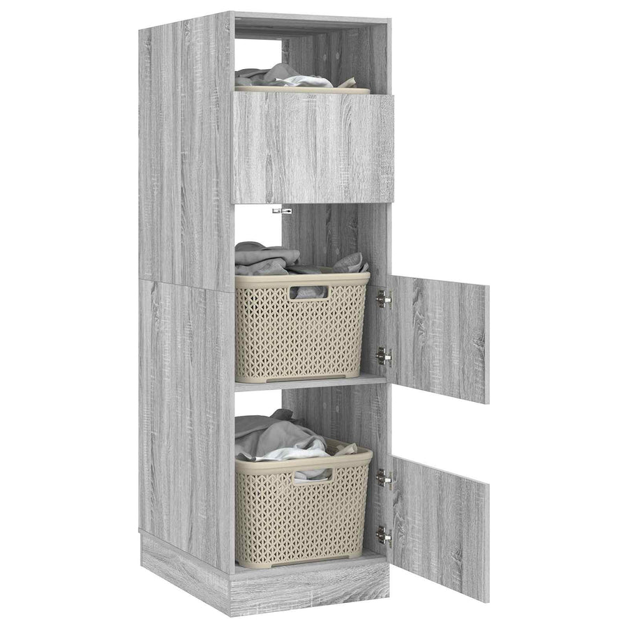 Wasmeubel met opslag Grijs Sonoma 50 x 68 x 162 cm Bewerkt hout
