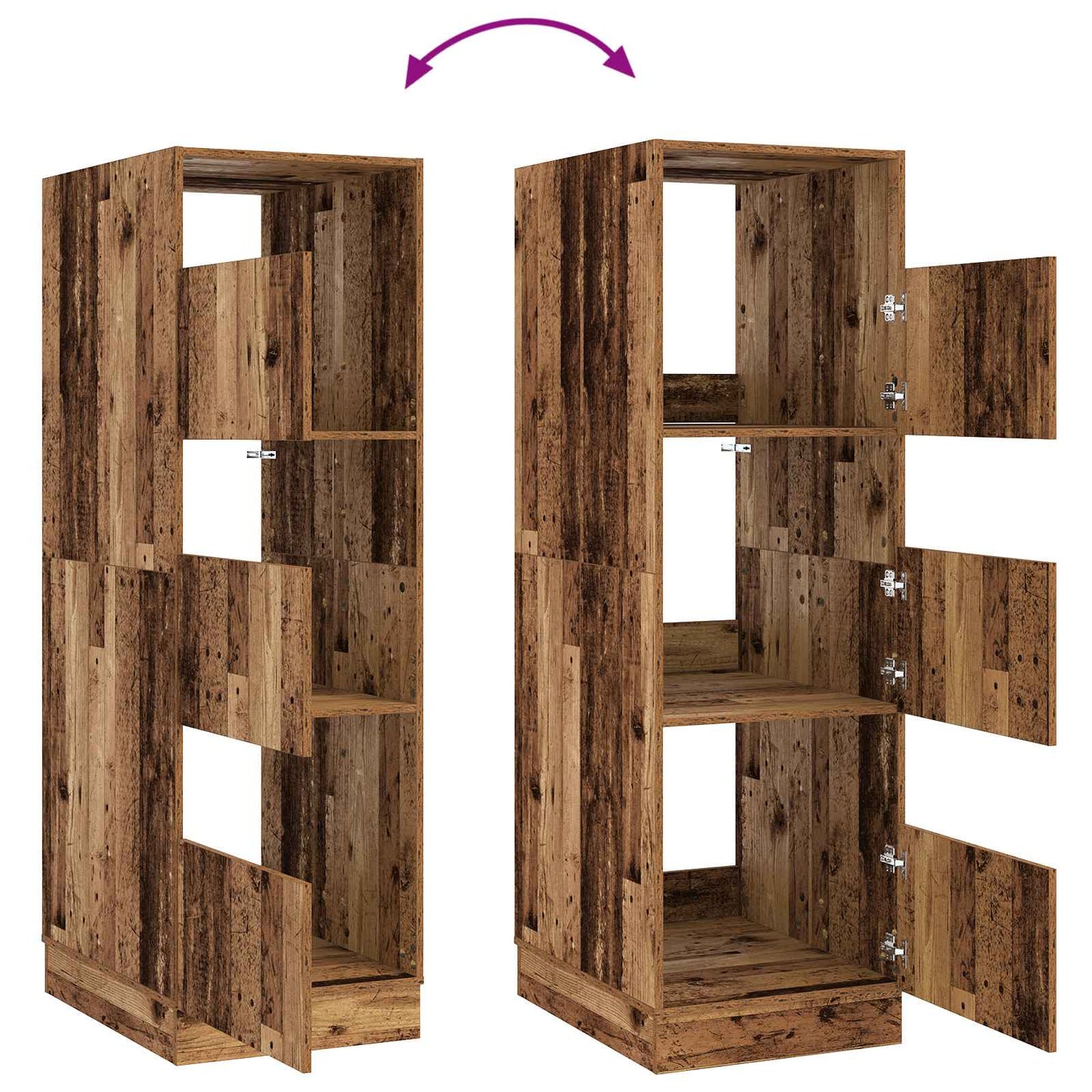 Wasmeubel met opslag met de deur Oudhout Bewerkt hout