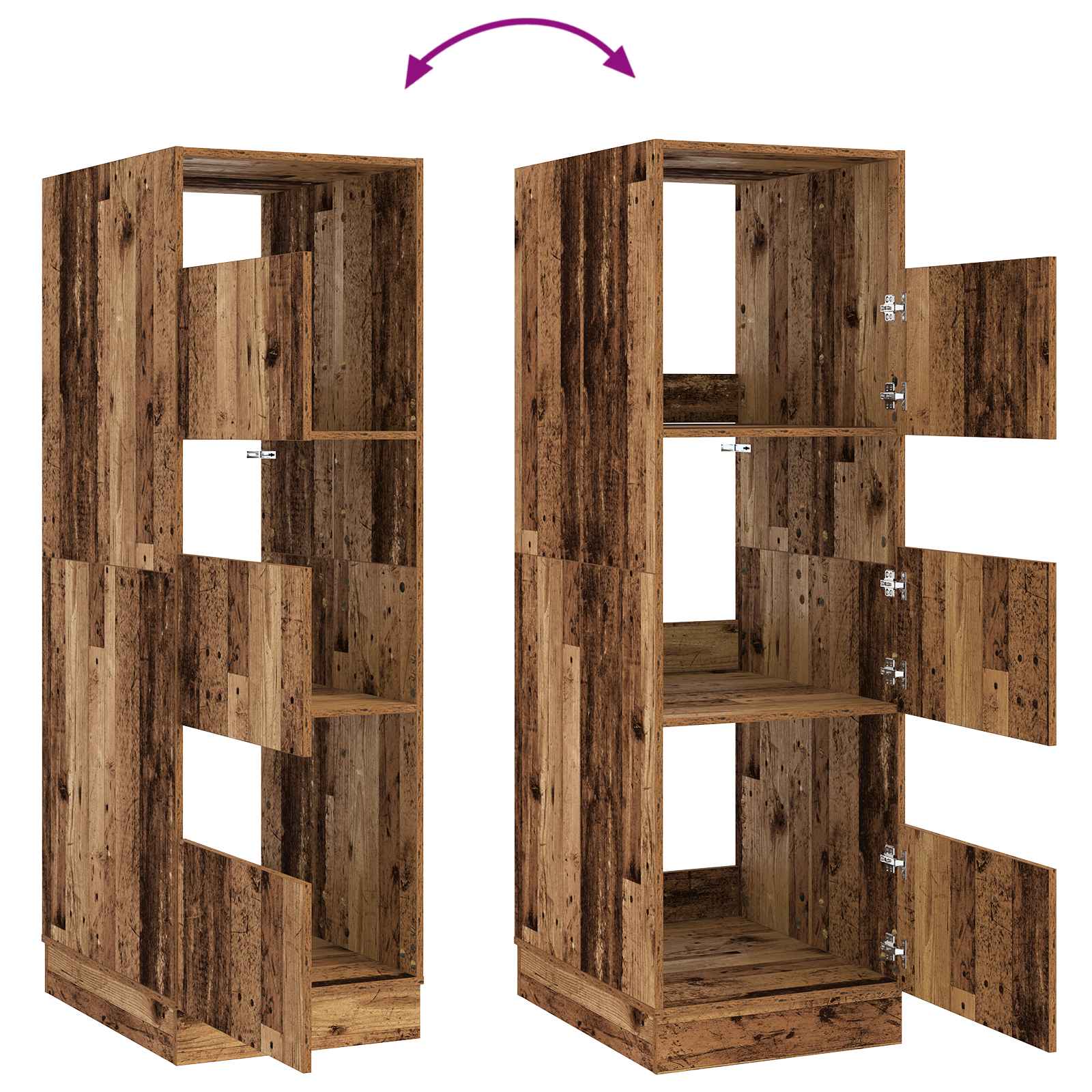 Wasmeubel met opslag met de deur Oudhout Bewerkt hout
