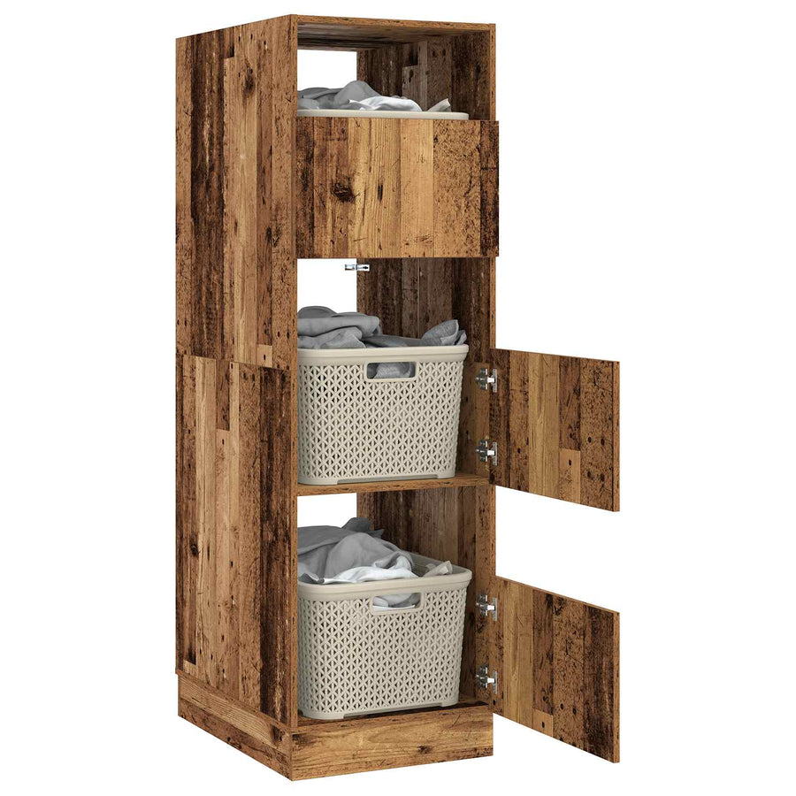 Wasmeubel met opslag met de deur Oudhout Bewerkt hout