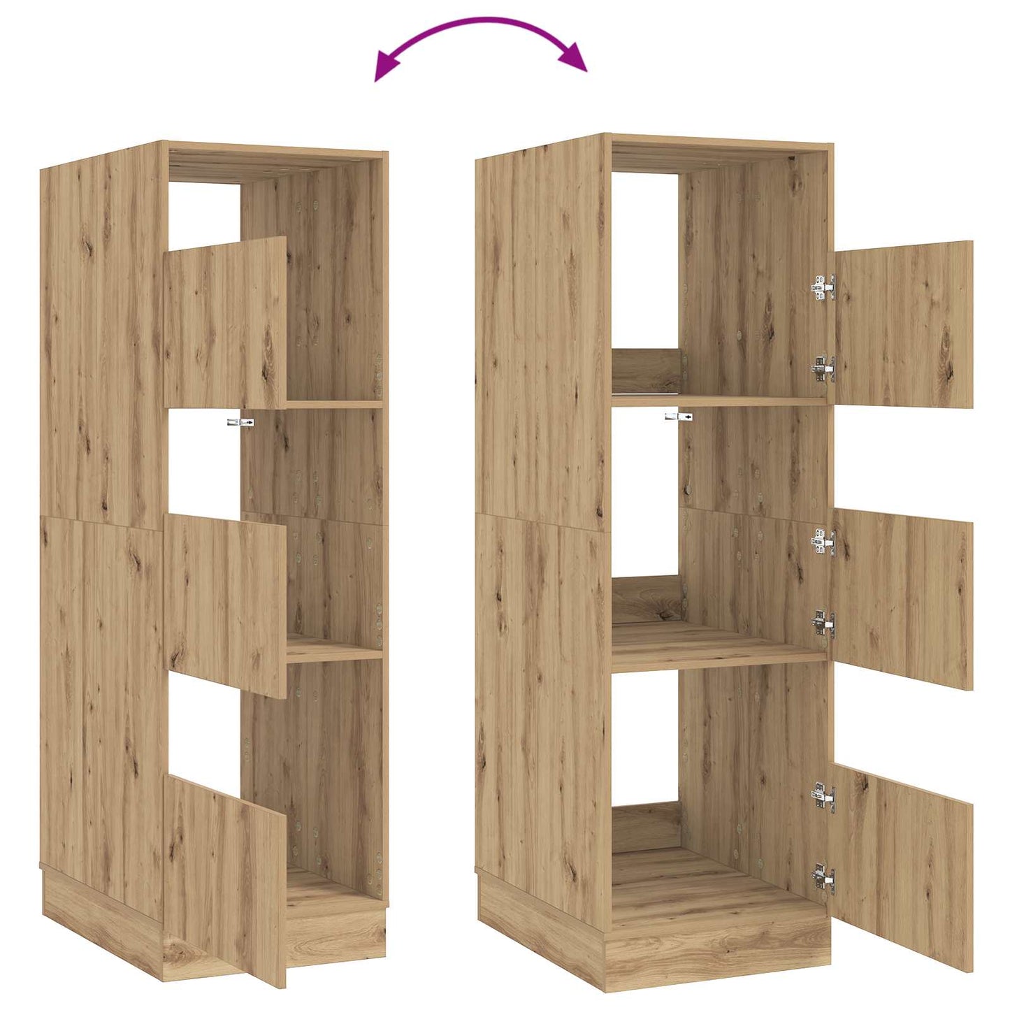 Wasmeubel met opslag met de deur Artisan Eiken Bewerkt hout