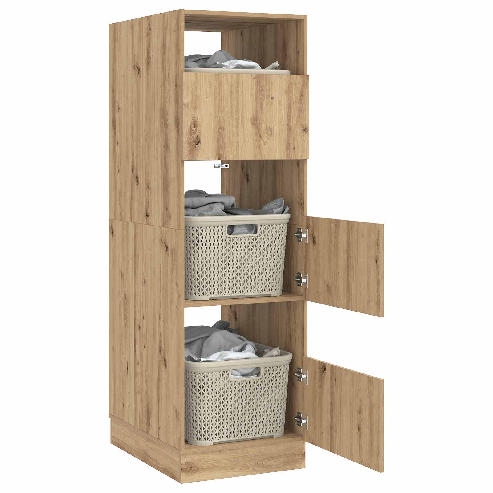Wasmeubel met opslag met de deur Artisan Eiken Bewerkt hout