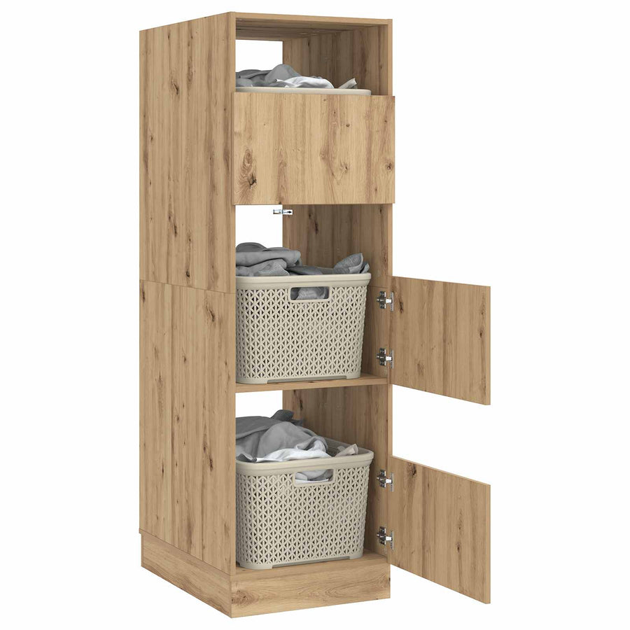 Wasmeubel met opslag met de deur Artisan Eiken Bewerkt hout