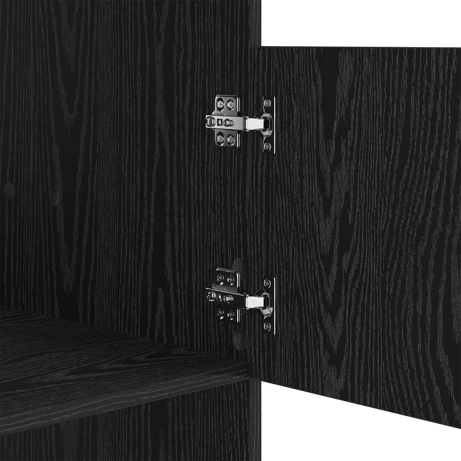 Wasmeubel met opslag Zwart Eiken 50 x 68 x 102 cm Bewerkt hout