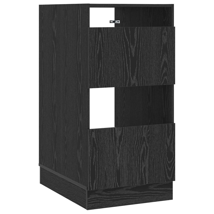 Wasmeubel met opslag Zwart Eiken 50 x 68 x 102 cm Bewerkt hout